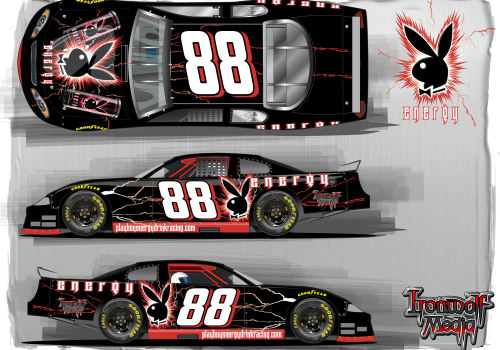 Playboy Energy Drink Pro Cup Car Illustration